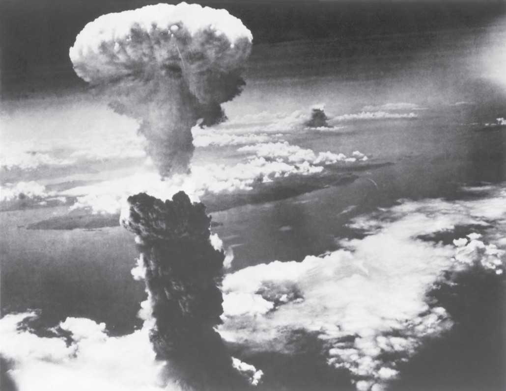 Mushroom cloud from the nuclear bomb dropped on Nagasaki